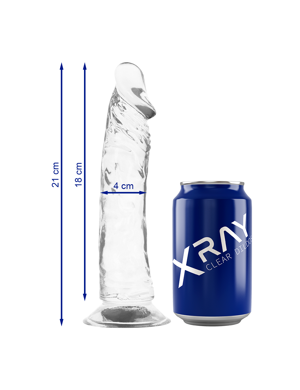 XRAY CLEAR DILDO TRANSPARENTE 21CM X 4CM XRAY CLEAR DILDO TRANSPARENTE 21CM X 4CM