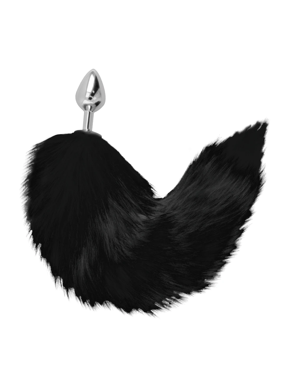 DARKNESS BLACK TAIL BUTT PLUG SILVER 8CM
