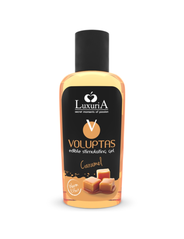 GEL DE MASSAGEM COMESTÍVEL LUXURIA VOLUPTAS EFEITO AQUECENTE - CARAMELO 100 ML