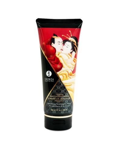 SHUNGA CREME DE MASSAGEM BEIJÁVEL ESPUMANTE MORANGO VINHO 200 ML