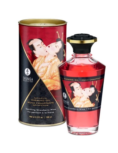 SHUNGA AFRODISÍACO ÓLEO AQUECENTE ESPUMANTE MORANGO VINHO 100 ML