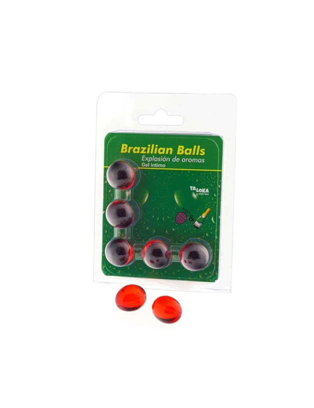 TALOKA - 5 BOLAS BRASILEIRAS MORANGOS E CHAMPANHE GEL ÍNTIMO