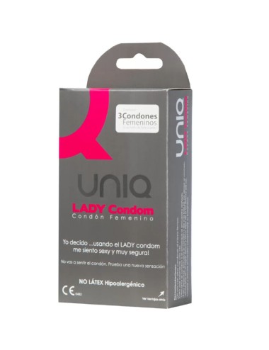 UNIQ LADY CONDOM Preservativos femininos sem látex com cinta liga 3 unidades