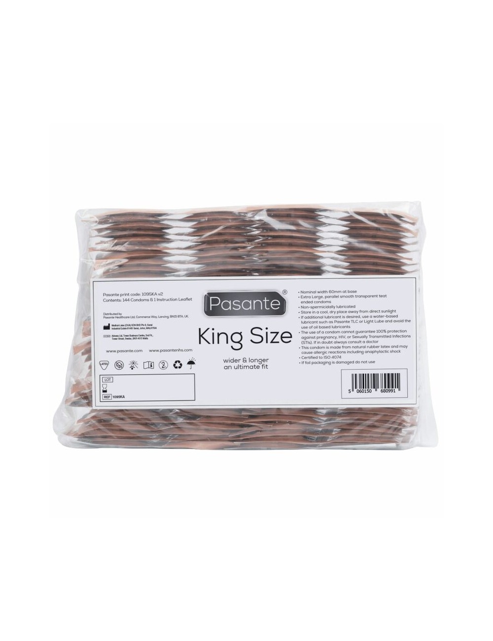 BOLSA PASANTE PRESERVATIVOS KING SIZE 144 UNIDADES