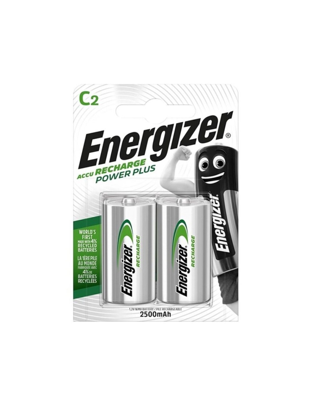 ENERGIZADOR POWER PLUS BATERIA RECARREGÁVEL HR14 C 2500mAh 2 UNIDADE