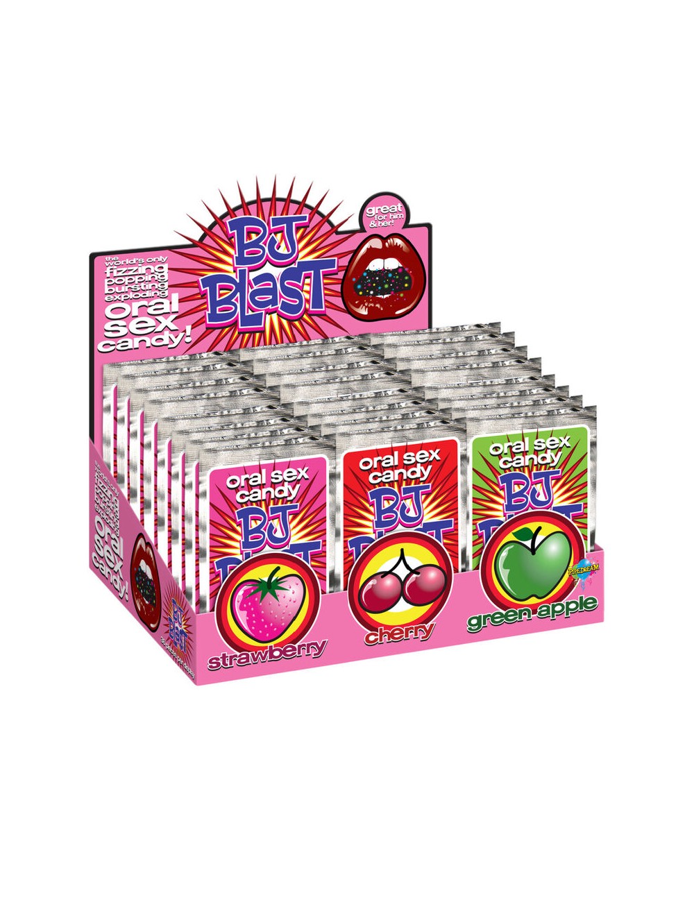 PIPEDRAMS BJ BLAST - MORANGO / CEREJA E MAÇÃ VERDE - DISPLAY - 36 PC