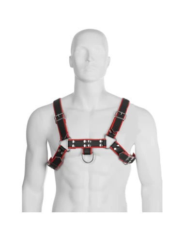 ARNÊS DE CORPO DE COURO III PRETO / VERMELHO