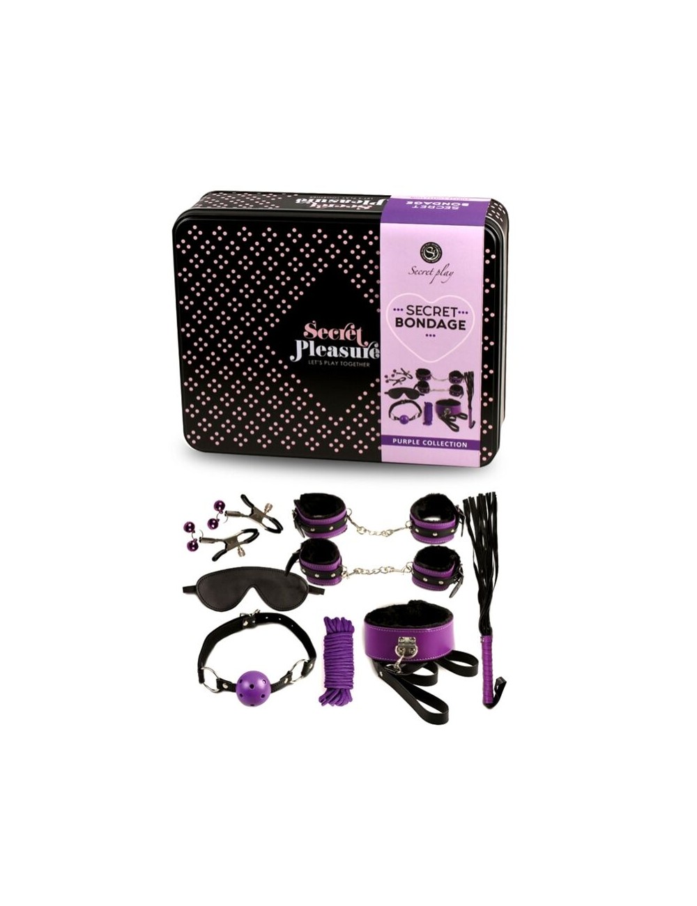 SECRETPLAY BDSM SET 8PCS LILA / NEGRO