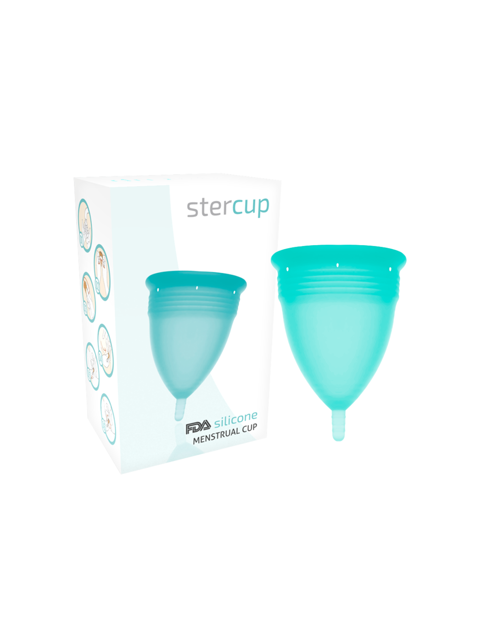 COPA MENSTRUAL STERCUP TAMANHO L AQUAMARINE COR FDA SILICONE