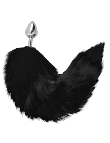 DARKNESS BLACK TAIL BUTT PLUG SILVER 8CM