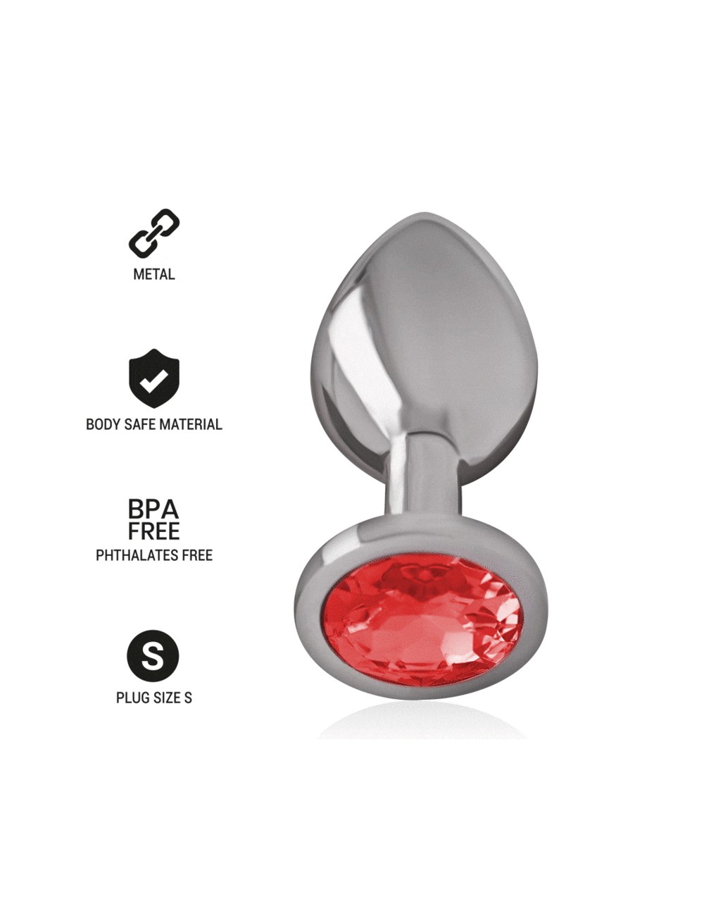 INTENSE - PLUGUE ANAL DE METAL DE ALUMÍNIO COM VIDRO VERMELHO TAMANHO P INTENSE - PLUGUE ANAL DE METAL DE ALUMÍNIO COM VIDRO VERMELHO TAMANHO P