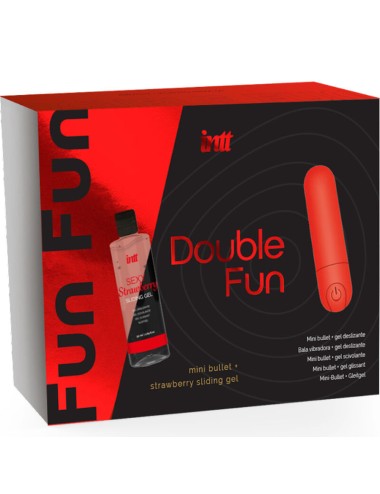 INTT - DUPLO FUN KIT COM BALA VIBRANTE E GEL DE MASSAGEM DE MORANGO