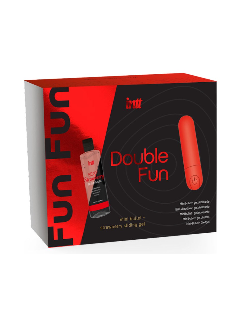 INTT - DUPLO FUN KIT COM BALA VIBRANTE E GEL DE MASSAGEM DE MORANGO