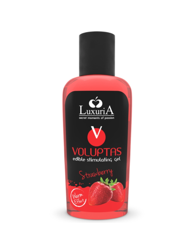 GEL DE MASSAGEM COMESTÍVEL LUXURIA VOLUPTAS EFEITO AQUECENTE - MORANGO 100 ML