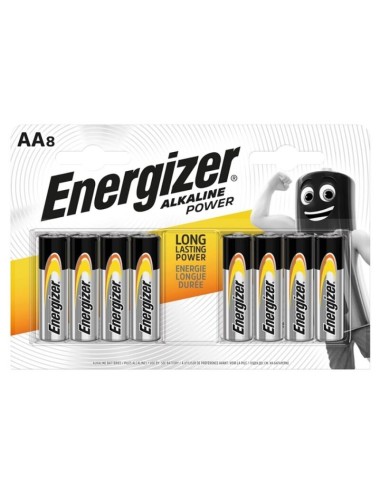 ENERGIZADOR POTÊNCIA BATERIA ALCALINA AA LR6 8 UNIDADE