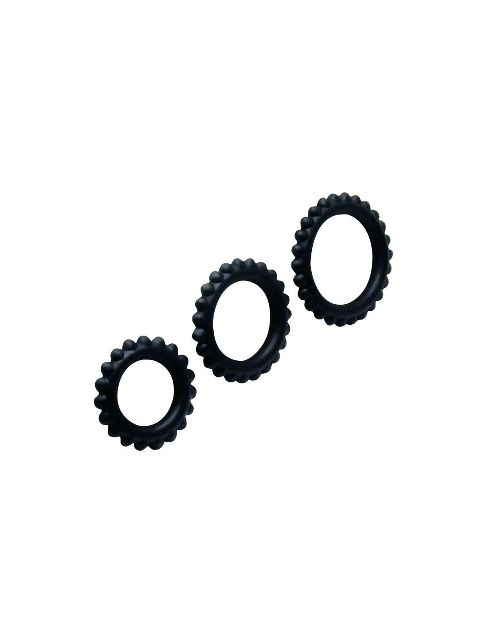 BAILE  TITAN SET 3PCS COCK RING BLACK 2.8 + 2.4 + 1.9 CM