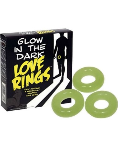 SPENCER & FLEETWOOD GLOW IN THE DARK 3 LOVE RINGS