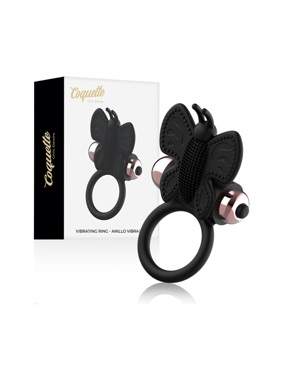 ANEL COQUETE CHIC DESIRE BORBOLETA COM VIBRADOR PRETO/ OURO