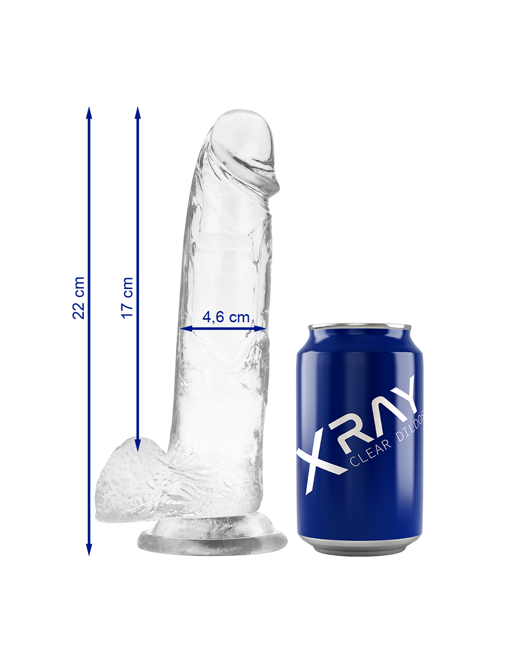 XRAY CLEAR DILDO REALISTA TRANSPARENTE 22CM X 4.6CM XRAY CLEAR DILDO REALISTA TRANSPARENTE 22CM X 4.6CM