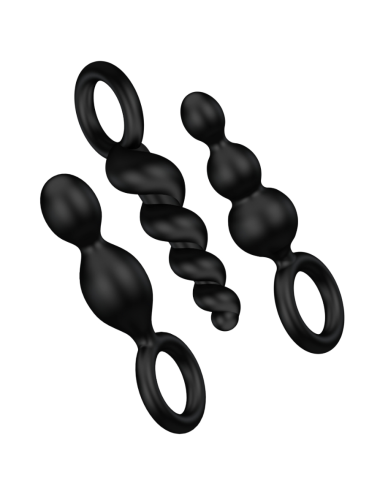 SATISFYER ANAL PLUGS CONJUNTO 3 PCS PRETO