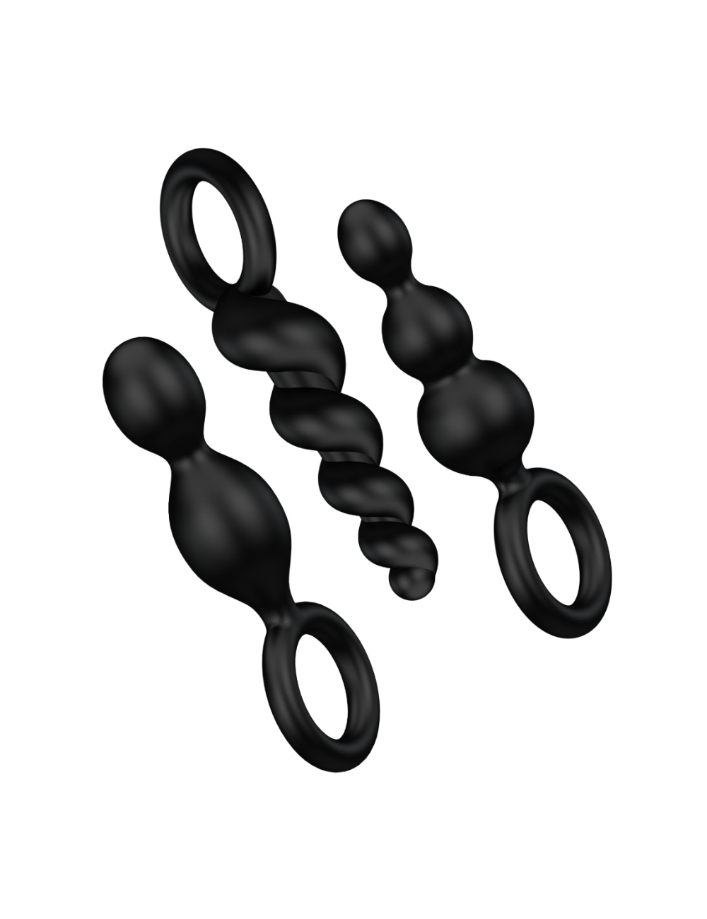 SATISFYER ANAL PLUGS CONJUNTO 3 PCS PRETO