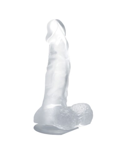 BAILE DILDO REALISTICO CON VENTOSA Y TESTICULOS 16.7 CM TRANSPARENTE