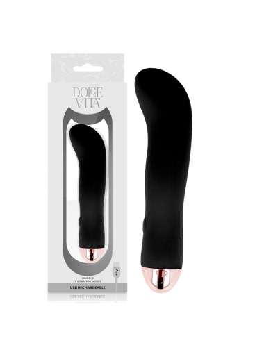 VIBRADOR RECARREGÁVEL DOLCE VITA DOIS PRETO 7 VELOCIDADE