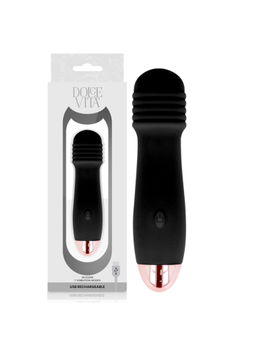 VIBRADOR RECARREGÁVEL DOLCE VITA TRÊS PRETO 7 VELOCIDADE