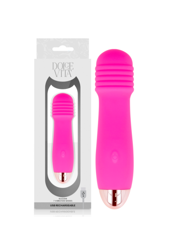 VIBRADOR RECARREGÁVEL DOLCE VITA DE TRÊS VELOCIDADES PINK 7