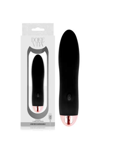 VIBRADOR RECARREGÁVEL DOLCE VITA QUATRO PRETO 7 VELOCIDADES