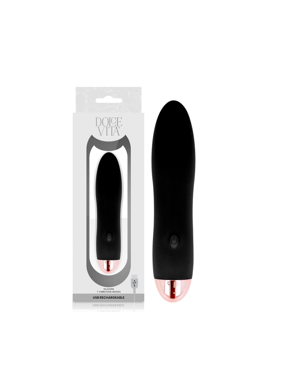 VIBRADOR RECARREGÁVEL DOLCE VITA QUATRO PRETO 7 VELOCIDADES