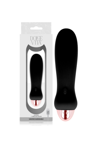 VIBRADOR RECARREGÁVEL DOLCE VITA CINCO PRETO 7 VELOCIDADES