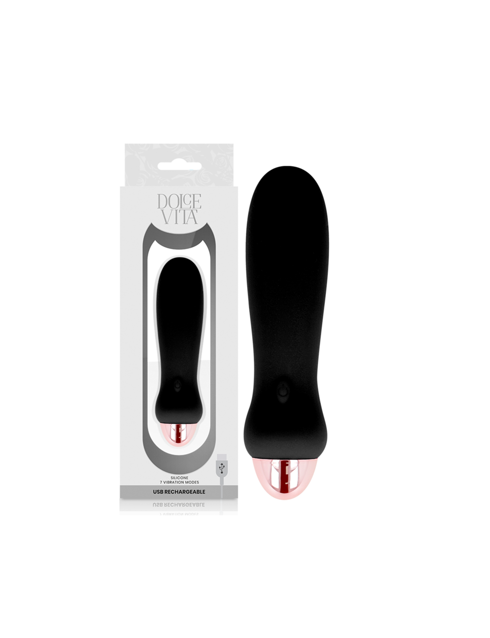 VIBRADOR RECARREGÁVEL DOLCE VITA CINCO PRETO 7 VELOCIDADES