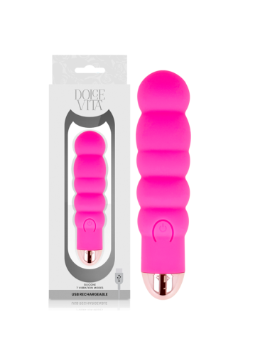 VIBRADOR RECARREGÁVEL DOLCE VITA SEIS PINK 7 VELOCIDADES