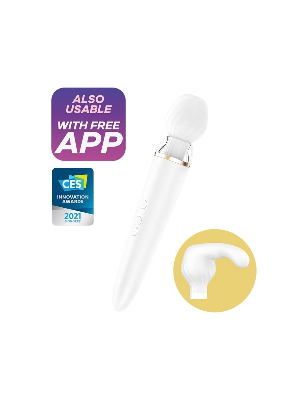 SATISFYER DOUBLE WAND-ER APP - WHITE SATISFYER DOUBLE WAND-ER APP - WHITE