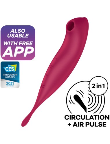 SATISFYER TWIRLING PRO+ AIR PULSE STIMULATOR & VIBRATOR APP - RED