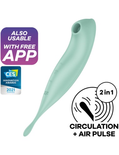 ESTIMULADOR E VIBRADOR DE PULSO DE AR PRO+ SATISFYER TWIRLING APP - VERDE