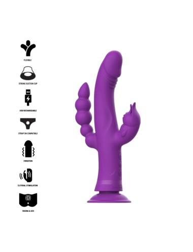 INTENSE - CASANOVA VIBRATOR RABBIT SILICONE TRIPLE ENGINE PURPLE