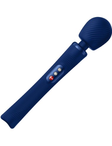 FÁBRICA DIVERTIDA - VIM SILICONE RECARREGÁVEL VIBRATÓRIA PESADA RUMBLE WAND AZUL MEIA-NOITE