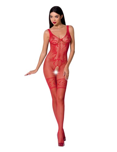 PASSION WOMAN BS069 BODYSTOCKING - RED ONE SIZE