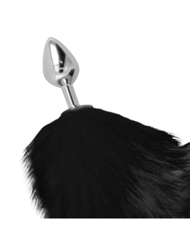 DARKNESS - PLUG ANAL PRATA 8 CM COM CAUDA PRETA