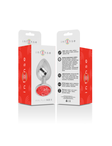 INTENSE - PLUG ANAL DE METAL DE ALUMÍNIO COM CRISTAL VERMELHO TAMANHO S
