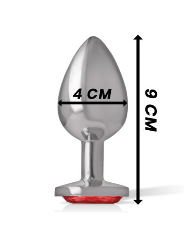 INTENSE - PLUG ANAL DE METAL DE ALUMÍNIO COM CRISTAL VERMELHO TAMANHO L