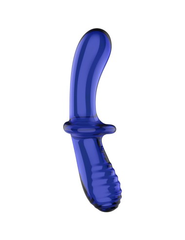 SATISFYER - DILDO DE CRISTAL DUPLO AZUL