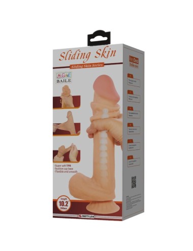PRETTY LOVE - SÉRIE SLIDING SKIN DILDO REALÍSTICO COM VENTOSA DESLIZANTE PELE CARNE 26 CM