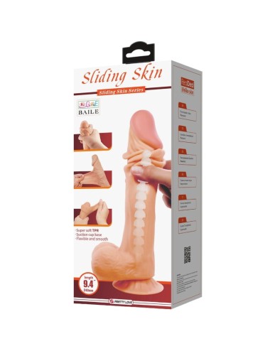PRETTY LOVE - SÉRIE SLIDING SKIN DILDO REALÍSTICO COM VENTOSA DESLIZANTE PELE 24 CM