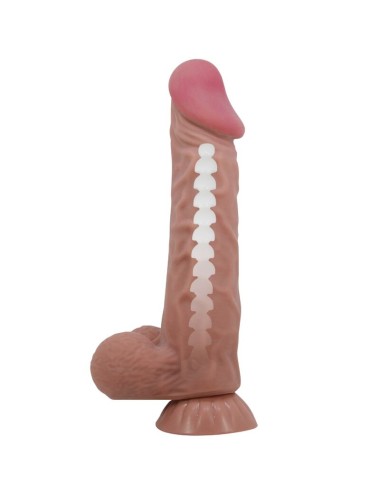 PRETTY LOVE - SÉRIE SLIDING SKIN DILDO REALÍSTICO COM VENTOSA DESLIZANTE PELE MARROM 24 CM