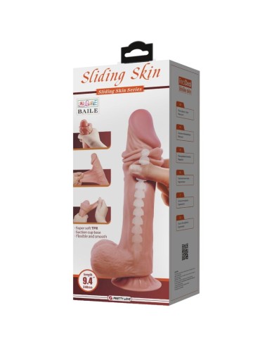 PRETTY LOVE - SÉRIE SLIDING SKIN DILDO REALÍSTICO COM VENTOSA DESLIZANTE PELE MARROM 24 CM