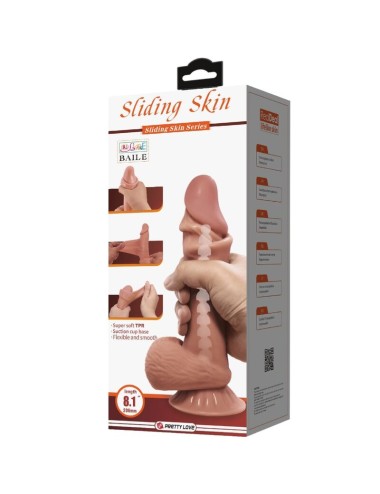 PRETTY LOVE - SÉRIE SLIDING SKIN DILDO REALÍSTICO COM VENTOSA DESLIZANTE PELE MARROM 19,4 CM
