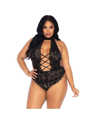 LEG AVENUE - FLORAL RENDA CROTHLESS TEDDY PLUS SIZE